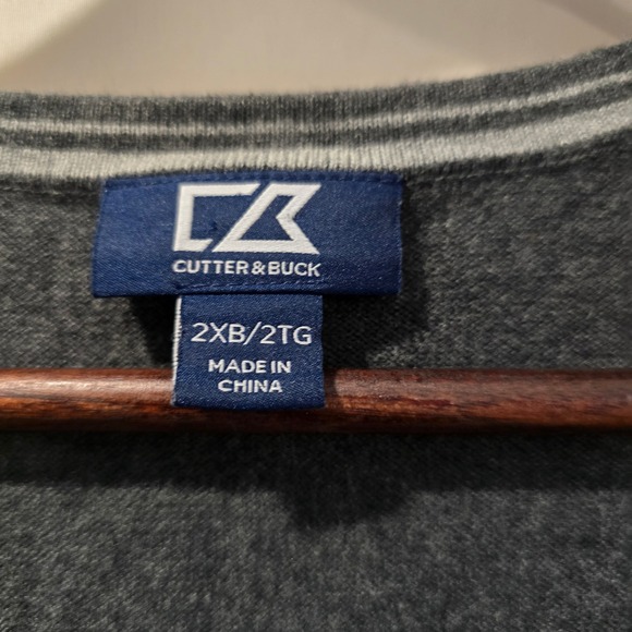 Cutter and Buck Mens Dark Gray V Neck Sleeveless Sweater Vest Clemson Tigers 2XB - Picture 3 of 5